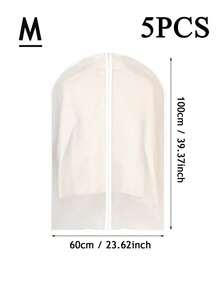 5pcs/Set Extra Large 60*140cm Travel Home Garment Storage Bags, 5 Pcs Extra Long Coat/Suit Dust Covers Foldable Semi-Transparent Clothing Organization Storage Bags, Suitable For Autumn/Winter Wardrobe - Clear - View 14
