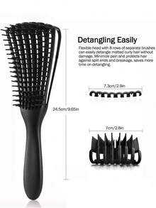 适合卷发儿童和女孩的顺发弧形发刷 - 大号和小号，适用于湿发的灵活头皮按摩刷，适合自然卷发、非洲式发型、卷发的造型梳，适合淋浴和日常使用 - 彩色 - 查看 8