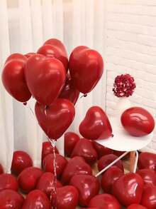 20pcs 10-Inch Pomegranate Red Heart Shaped Latex Balloons, Suitable For Birthday Party Decoration, Valentine's Day Decoration, Proposing To Lover, Engagement Decoration, Wedding Decoration, Room Decoration, Outdoor Photography Props, Christmas Decorations, Christmas Home Decor