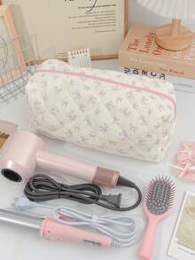 1pc Large Capacity Bow Hair Dryer Storage Bag With Multi-Pocket Cute Hair Tool Storage Bag Travel Carrying Organizer Bag Quilted Hair Dryer Storage Case Crimping Hair Tools Storage Bag Hair Straightener Storage Bag Flat Curl Iron Travel Organizer - Multicolor - View 13