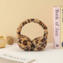 1pc Leopard Print Earmuffs With Faux Rabbit Fur, Soft & Fluffy Earmuffs, Windproof Foldable Earmuffs, Winter Accessory, Autumn White Ear Muffs - Multicolor - View 5