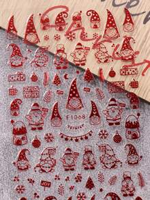 5 Peças de Adesivos de Arte de Unhas de Papai Noel Vermelho em Estilo de Desenho Animado - Design de Arte DIY para Inverno, Natal, Ano Novo, Flocos de Neve Vermelhos Fofos, Renas, Papai Noel, Pinguins, Corações, Fitas, Acessórios de Natal, Adequado para Uso Diário, Casamento e Feriados de Mulheres, Adesivos de Unhas Descartáveis, Estilo de Tema de Desenho Animado e Fofo, Fácil de Colar, Decoração de Salão de Beleza