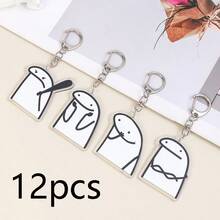 12 Stücke süße Strichmännchen Acryl Schlüsselanhänger Anhänger, geeignet für Rucksack, Geldbörse, Kamera, Kopfhörertasche Dekoration, Taschenzubehör, Schlüsselanhänger - Verschiedenfarbig - Übersicht 9