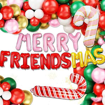 ROARING GOOD TIME RGT Merry Friendsmas Party Decorations Merry Friendsmas Banner Balloons Friends-Themed Christmas Party Garland Bunting Decorations Supplies