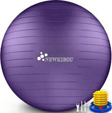 Pelota de Pilates Pelota de Ejercicio para Yoga, Embarazo, Abdominales y Ejercicios Básicos - Incluye Bomba de Aire - Morado - Ver 12