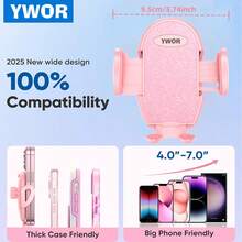 Supporto per telefono da auto YWOR, [adatto a custodie spesse] Supporto per telefono da auto, Supporto per telefono da auto senza mani adatto per iPhone e smartphone