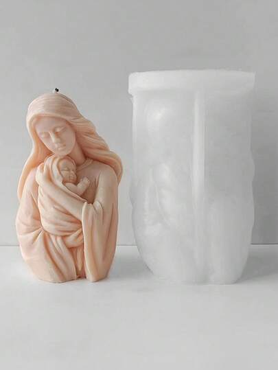 1pc Small Size Mother & Child Embrace Silicone Candle Mold, DIY Mother & Child Embrace Scented Plaster Diffuser Stone Home Decor Mold For Holiday Decoration