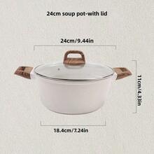 1 Juego de Batería de Cocina Antiadherente para Cocina de Inducción de Granito Blanco, Apto para Cocinas de Inducción, Incluye Sartenes, Ollas de Guiso y Ollas de Sopa con Tapa, Apto para Uso en la Cocina del Hogar - Multicolor - Ver 16