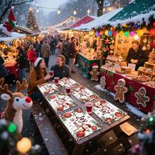 1 Stück/4 Stücke/6 Stücke/100 Stücke Freude auf der Welt Schneemann Muster Tischset, maschinenwaschbar rechteckiges Polyester Tischset, Tischschutz, wärmeisolierendes Tischset, Restaurant Tischdekoration, Party Zubehör, Weihnachtsdekoration, Geschenkidee