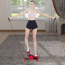 Portable Pedal Exerciser Foot Pedal Exercise Machine With Pull Ropes - red and black - View 4