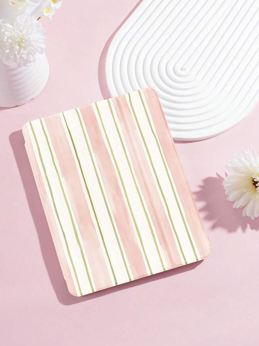 Kingsung Ốp bảo vệ máy tính bảng màu hồng tối giản với họa tiết đường thẳng, tương thích với iPad 9.7/10.2/10.5/10.9/12.9/Pro 11 (thế hệ thứ 10), Galaxy Tab S6 Lite 10.4 inch, Kindle Paperwhite thế hệ thứ 12 (2024), Kindle thế hệ thứ 11 (2022), chất liệu mềm mại, chống sốc, chân đế thông minh/chức năng tự động bật/tắt màn hình.