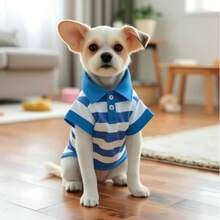 Pets, Cats, Dogs, Dog Clothes, Puppy Dog, Chihuahua Dog Clothes, Things For Kittens, Dog Shirts, Striped Dog T-Shirts, Long Sleeve Puppy Clothes Suitable For Medium And Small Dogs And Cats, French Bulldog, Dachshund, Yorkshire Terrier, Classic Breathable Cute Striped Polo Shirts, Summer And Autumn Clothes Suitable For Unisex Small Dogs And Cats