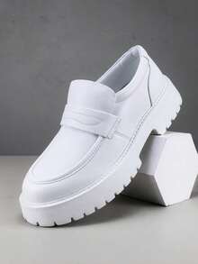 New Designer Men's Slip-On Loafers, Glossy Patent Leather Thick Sole Elevator Shoes, Retro British Style, Suitable For Back To School, College, Graduation, Formal Occasions, Soft & Comfortable Round Toe, Elegant Dress Shoes, Gentlemen Business Casual, Daily Wear, Couple/Dating/Party/Wedding, Recommend Ordering One Size Up Formal/Business Formal