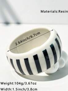 1pc Handmade Resin Bracelet In Milky Tea Color, Multi-Element Design With Stripes And Rivets, Suitable For Daily Wear And Parties, Great Gift For Family And Friends, Autumn/Winter - Multicolor a - View 9