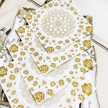 80/40/20 szt. 13 * 13-calowe złote serwetki jednorazowe z wzorem róż i mandali, odpowiednie na Boże Narodzenie, imprezy noworoczne lub wesela tematyczne, przyjęcia urodzinowe, uroczystości świąteczne, kolacje rodzinne, pikniki na świeżym powietrzu, papier dekoracyjny do restauracji i kawiarni