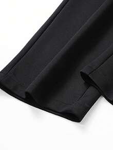 Women's Casual Fashionable Minimalist Outdoor Sports Sweatshirt And Pants Set, Autumn/Winter - Black - View 5