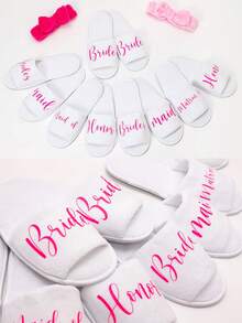 Personalized Slippers With Texts/Photo For Bridal/Birthday/Birth Party Gifts. Custom Slippers/Party Favors & Gifts. Custom Wedding Slippers, Fluffy Bridesmaid Slippers, Personalized Wedding Slippers, Christmas Party Slippers - Multicolor - View 3