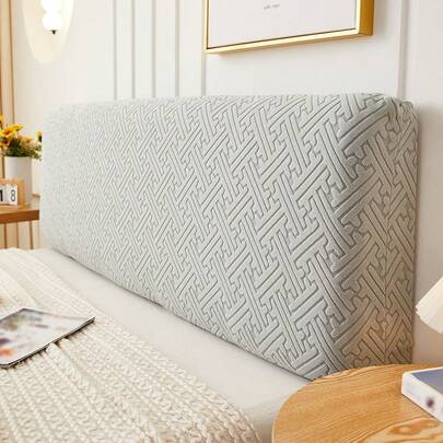 1 pieza Nueva Funda protectora para cabecero con estampado, Funda protectora de unicolor para cabecero de tamaño completo, Funda de cabecero de felpa jacquard elástica para decoración del hogar, Adecuada para protección y decoración de muebles