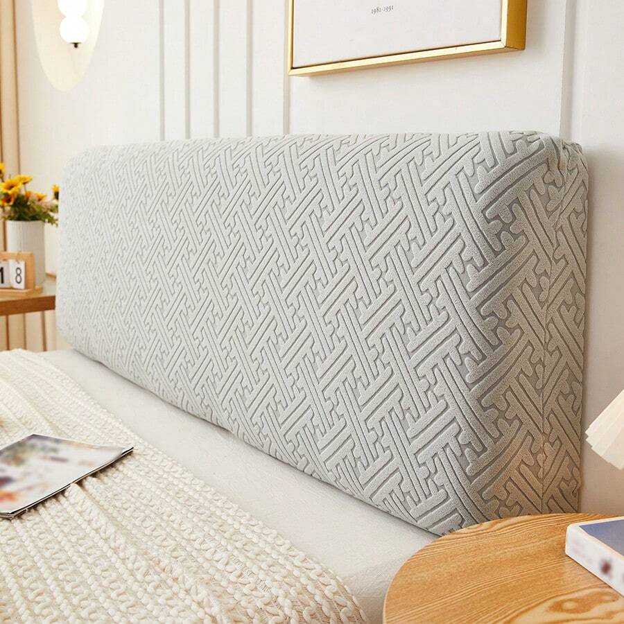 غطاء رأس السرير الجديد المزخرف المقاوم للغبار، غطاء رأس السرير الكامل ذو اللون الأحادي، غطاء رأس السرير الفاخر المطاطي المزخرف، مناسب لحماية وديكور الأثاث - رمادي فاتح - مشاهدة 1