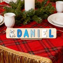 [New Font And New Pattern] Customized Puzzles, Customized Children's Educational Toys With Optional Bottom Plate Patterns, Support Customization Of 3-10 Letters And 1 Pattern, Suitable Birth Gifts, Christmas Gifts(With Stand)