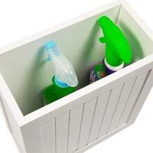 White Slimline Shaker Unit Multi Purpose Bathroom Toilet Roll Storage Tidy Box - 31*17*33 - View 3