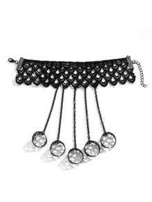 1pc Gothic Style Women's Black Sexy Hollow Lace Bracelet With Adjustable Semi-Open Ring, Tassel, Punk Butterfly Finger Ring Bracelet, Fashion Accessory - Multicolor - View 10