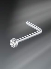 CIZME 1pc/Set 20G Titanium Steel G23 Nose Rings For Women Men,Silver Clear Diamond CZ L Shaped Nose Studs Top 1.5mm 2mm 2.5mm 3mm CZ Nose Piercing Jewelry Nose Ring Studs Jewelry - Silver - View 17