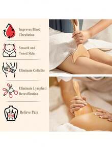 Zestaw drewnianych narzędzi do masażu 6 w 1, narzędzie do masażu z drenażem limfatycznym, ręczne narzędzie do masażu nóg, talii, ramion, rąk i pleców, wałek do masażu całego ciała, odpowiedni do domu, biura, szkoły, podróży i na prezenty świąteczne