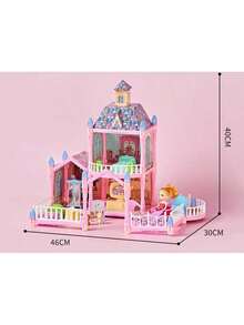 Maison de poupée château charmante de princesse - Résine ABS multicolore avec des lumières scintillantes, style villa sur plusieurs étages avec toit et escaliers décorés, cadeau d'anniversaire ou de Noël idéal