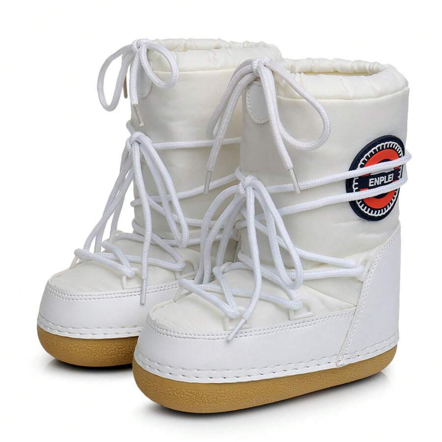 Autumn And Winter Women's Snow Boots Space Boots  Ski Boots SNOW BOOTS - White Round Logo - View 1