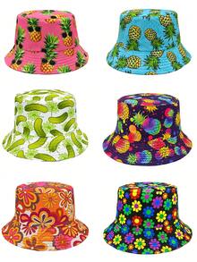 Casual Summer "Peace Love" Print Vacation Bucket Hat, Unisex Boho Style Reversible Sun Protection Bucket Hat