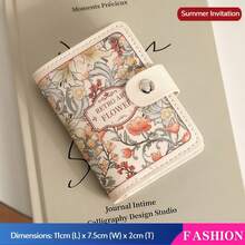 1pc Card Storage Bag, ID Storage Book, Floral Oil Painting Card Holder, PU Material, Suitable For Storing Bank Cards, Access Cards, ID Cards, Waterproof Material, Large Capacity Card Storage.