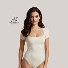 KIT WITH 2 SHORT SLEEVE BODYSUITS WITH ZIP AND DOUBLE LINING IN SUPLEX FABRIC - OFF/BLUE - View 3