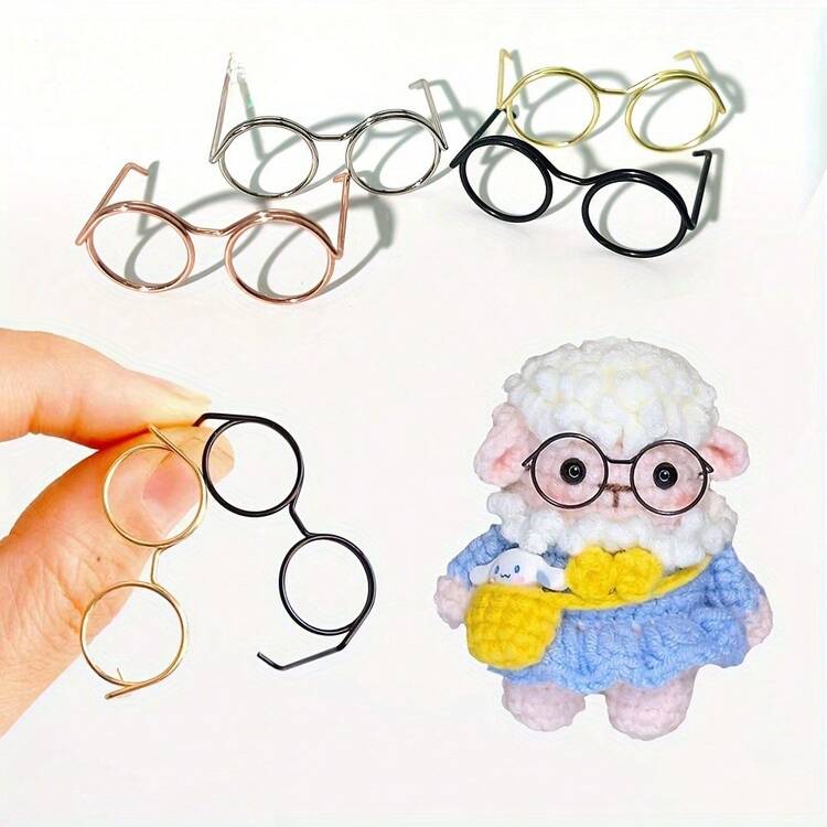 10 piezas de Minigafas, Adecuadas para Muñecas - Gafas de Metal, Se Pueden Usar para Manualidades DIY y Fotografía, Diversos Colores, Ideal para Artesanías, Decoraciones Creativas, Decoraciones de Fundas de Teléfono y Decoraciones Navideñas. - Multicolor - Ver 1