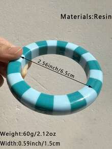 1 chiếc vòng tay nhựa sọc khối màu, vòng tay hình học phóng đại, phụ kiện trang sức đa năng dành cho nữ - Nhiều màu - Xem 4