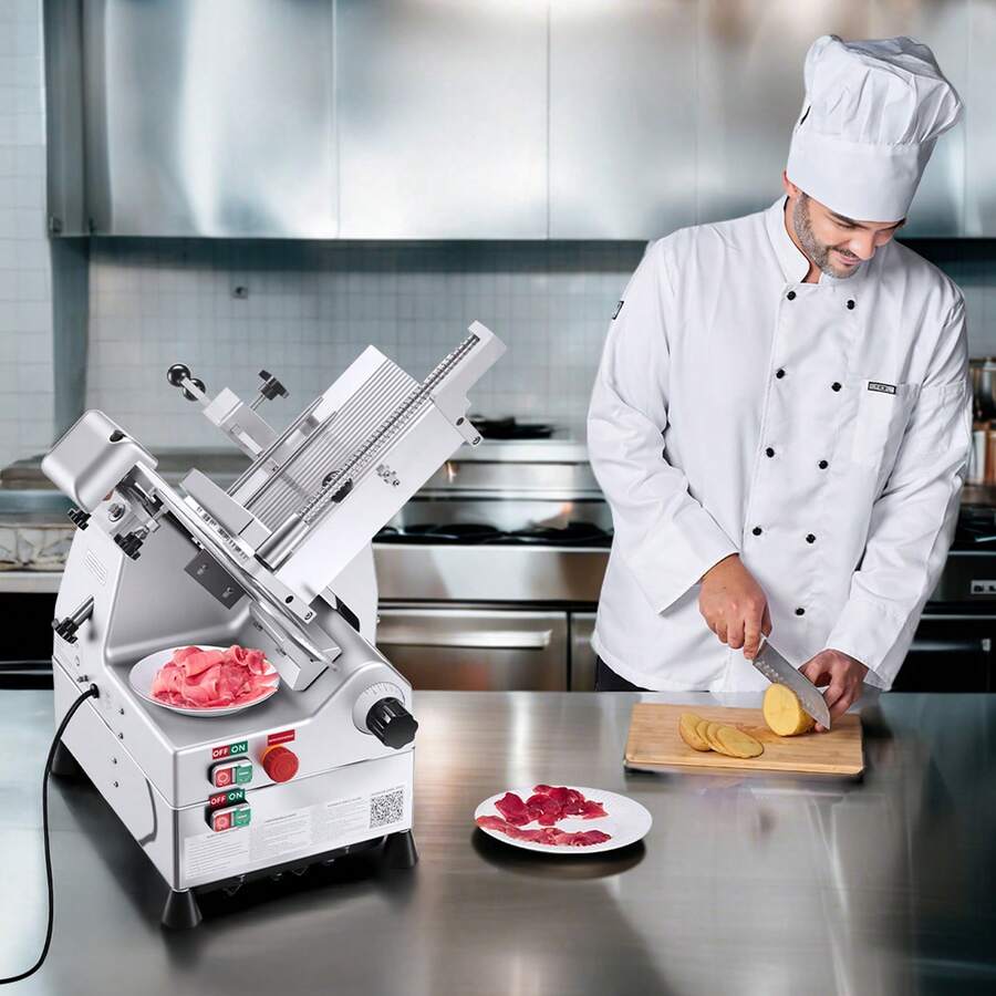 Automatic Meat Slicer, 500W, Electric De Li Slicer Machine With 10 Inch Sharp 75Cr1 Steel Blade, 0-0.67 Inch Adjustable Thickness, 633 RPM Fast Slicing, For Frozen Meat, Cheese, And Bread - US B Type Plug(110-127V) - View 1
