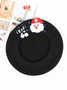 女士秋冬针织保暖法式贝雷帽，适合日常佩戴，礼物 - 紅色 - 查看 15