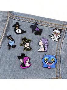 1pc New Badge, Cartoon Style Metal Badge Pendant, Emoticon, Pin, Brooch, DIY Button Craft - Multicolor - View 3