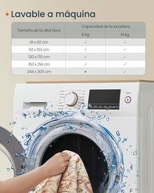 SONGMICS HOME Alfombra, Alfombra Antideslizante 153 x 214 cm para Dormitorio, Estilo Vintage, Lavable a Máquina, Beige Capuchino - Café ligero con leche - Ver 5