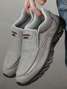 Men's Comfortable Casual Loafers, Outdoor Walking Hiking Casual Shoes, Lightweight Breathable - Grey - View 6