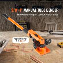 Dobladora de tubos , dobladora manual de tubos de 3/8" a 1" OD con 7 troqueles de doblado, herramientas de doblado de tubos de aluminio de cobre de 180° para aire acondicionado HVAC, reparación de automóviles - 180° para aire - Ver 2