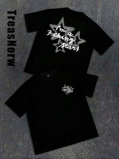 ​ ​ Camiseta 100% Algodón "I'm a Fcking Star!" Camiseta Impresa de Doble Cara de Algodón, de Textura Gruesa, Duradera, Sin Deformación, Adecuada para el Uso Diario Como Regalo Imprescindible