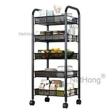 Folding Trolley Cart Shelf Storage Rack Rolling Office Wheels Metal 3/4/5 Tier - Black - View 23