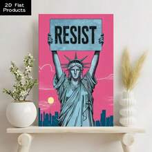 1Pc Framed Canvas Wall Art Resistance, No America Kings In America Protest Sign, Political Activist Poster, Rally Sign, Resist Protest Poster - 彩色 - 查看 5
