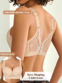Hersunei Bộ đồ lót ren màu be gợi cảm Peach Girl, áo ngực nâng ngực cho nữ, áo ngực thoải mái giúp ngăn ngừa chảy xệ. - Màu be - Xem 5