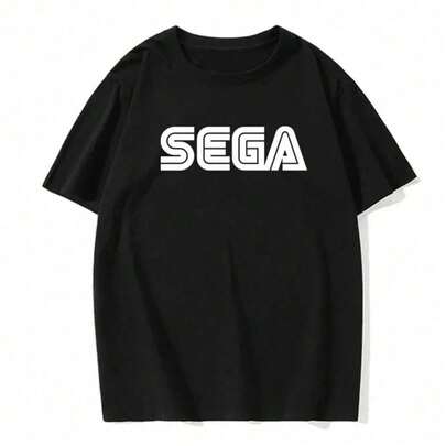 New Arrival Sega Logo Letter Printed Men T-shirt Summer Leisure Short Sleeve Fashion Street Clothing Harajuku Large Men T-shirt