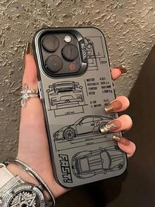1pc Racing Car Design Phone Case, Minimalist Style, Shockproof Creative Matte Phone Cover, Suitable As Holiday Gift For Kids, Compatible With IPhone 7/8/X/XS/XR/11/12/13/14/15/16 Pro Max, Fashion & Durable Design, Compatible With Samsung A33(5G)/A32(4G)/A52(5G 4G)/S20FE/S21FE/A14(4G 5G)/S23/S23 PLUS/S23 ULTRA/S23 FE/A55 5G/S24/S24 PLUS/S24 ULTRA/A05/A05s, Suitable For IPhone 17 Air - 透黑 - 查看 4