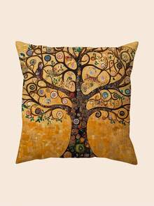 Gustav Klimt Inspired "The Tree Of Life" Art Decorative Pillow Cover, 18" X 18" - Soft Polyester, Zippered, Machine Washable, For Living Room And Bedroom Decor, Couch Cushion (Pillow Insert Not Included) - Multicolor - View 13
