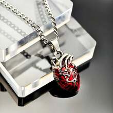 1 Fashionable Cool Metal Heart Pendant Valentine's Day Unique Gift For Couples In Black And Red - 紅心 - 查看 7
