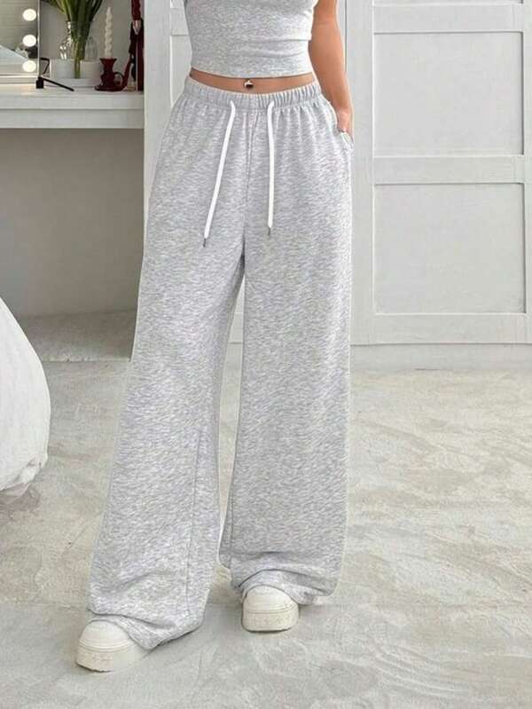 Women'S Sports Pants With A Drawstring Waist Design, Elastic Waistband, Solid Color For Daily Simplicity, Suitable For Women Who Enjoy Sports, Fitness, And Outdoor Jogging. Tights